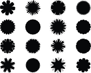 Fototapeta premium Flower icon set, Flower. Black color flower shape icon collection Stock vector.