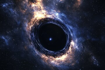 Naklejka premium Black hole in space illustration created with Generative AI