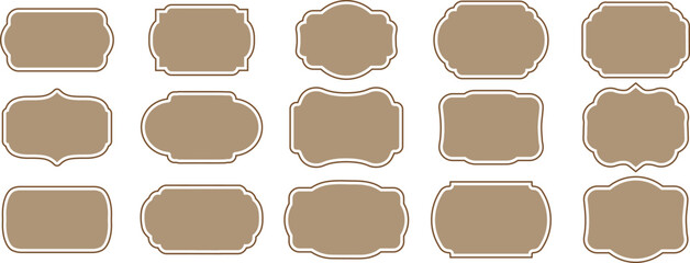 Ornamental label frames. set of luxury vintage frames, collection of retro labels, Royal wedding insignia, sale sticker or invitation card. Isolated vector symbols