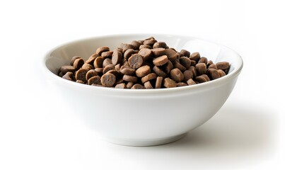 Obraz premium Dry dog food in a bowl on a white background. 