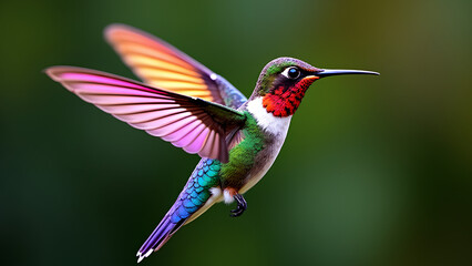 Fototapeta premium The hummingbird has snake scale patterns and rainbow feathers shaped like a robot