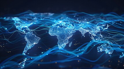 Abstract World Map Representing Global Networking and Connectivity
