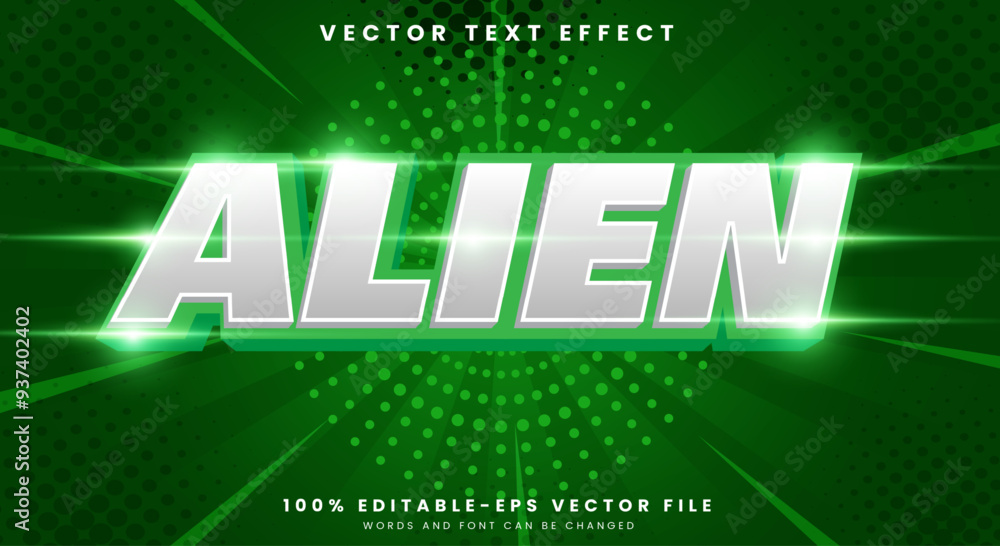 Poster 3d alien gradient editable text effect template