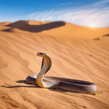 Cobra snake in the desert, AI generated