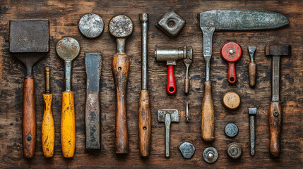 Top view of tools representing International Worker's Day celebration and the spirit of global unity and empowerment.