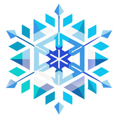 Intricate Geometric Snowflake on Blue Gradient Background. Perfect for: Winter, Christmas, Poster designs, Website banners