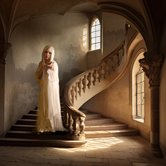 White female ghost in castle