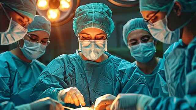 Arm restoration surgery in a clinic. The surgeon joins the radius bones by inserting a metal screw pin.