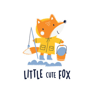 Cute baby fox girl and flower in the spring t-shirt design