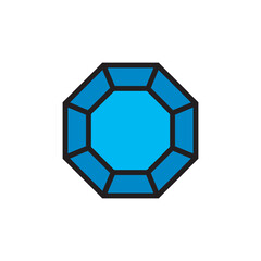 Fototapeta premium Blue diamond octagon icon vector design illustration, isolated on white background. 