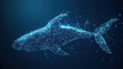 Geometric whale silhouette formed by lines and dots for presentation
