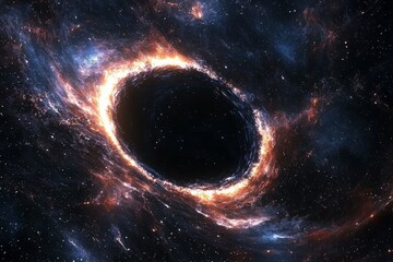Naklejka premium Black hole in space illustration created with Generative AI