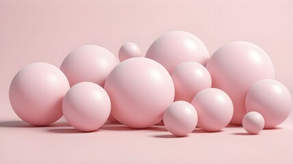 Fototapeta premium Colorful pink sphere ball background; Abstract composition with different sizes.