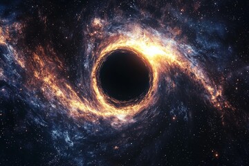 Black hole in space illustration created with Generative AI