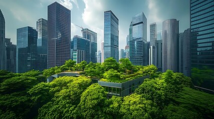 Obraz premium Green Roof Cityscape - A Photo of a Green Roof in a City