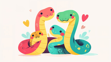 Obraz premium 蛇の家族