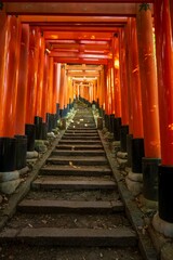 Tori Gates at Fushimi Inari Taisha in Kyoto, Japan,