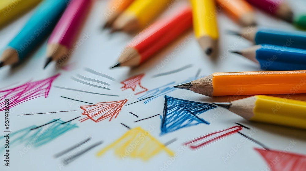 Poster vibrant mind map diagram with colorful arrows and ample space for writing ideas concepts and solutio