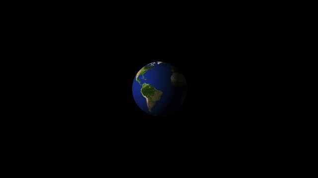planet earth in the rotating solar system, black screen