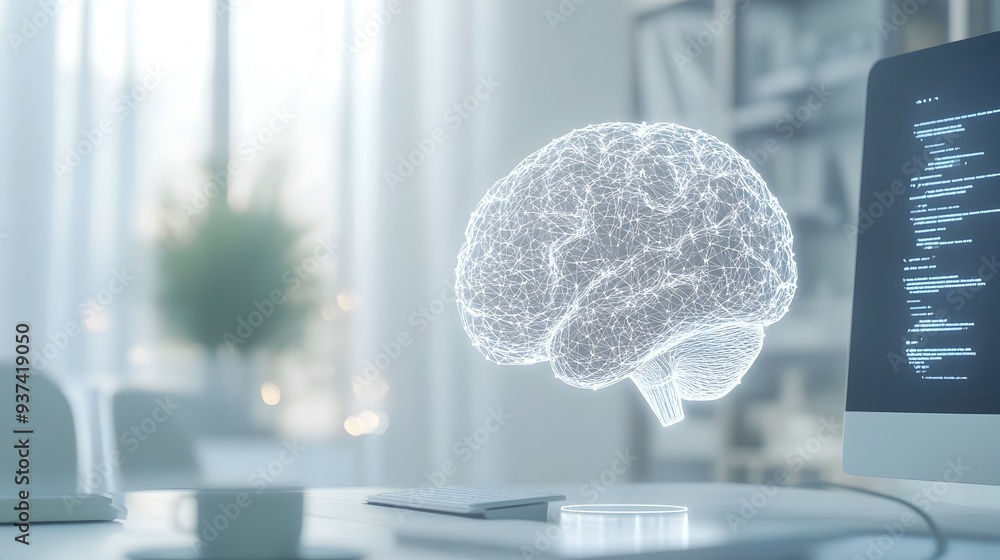 Poster visualizing the digital brain an ai driven of innovative thinking this captivating image showcases a