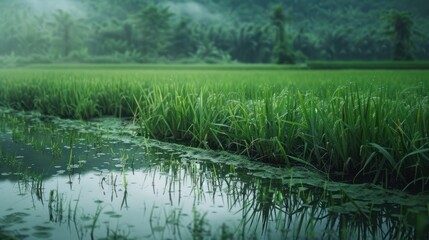 Obraz premium Tranquil Rice Paddy Landscape