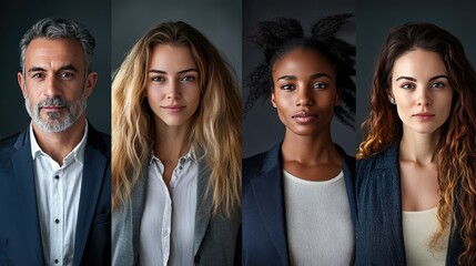 Portrait Collection of Diverse Individuals on a Grey Background