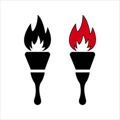 torch fire icon Vector icon set. Eiffel tower olympic torch, olympic flame icon.