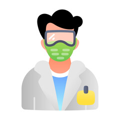 A flat style icon of scientist character 