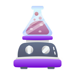 A flat style icon of lab stirrer with chemical beaker 