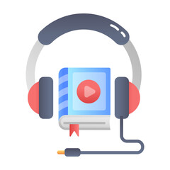 Sound book icon in flat style 