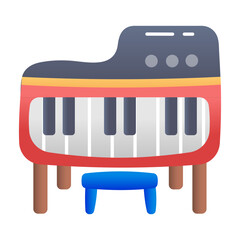 Pianoforte icon in flat style 