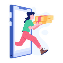 A flat style illustration of online delivery 