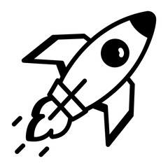 An icon of rocket in doodle style 