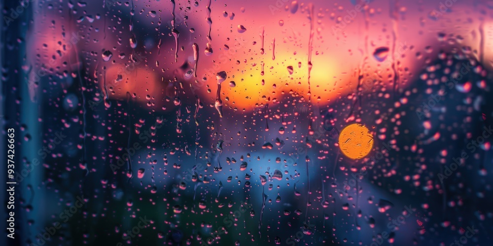 Canvas Prints raindrops on glass at sunset