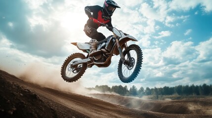 Naklejka premium potrait of action motocross player