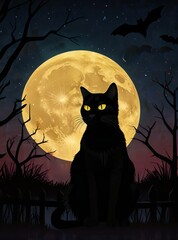 Fototapeta premium halloween background with cat