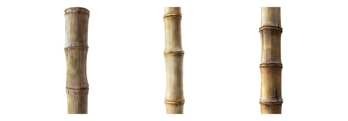Fototapeta premium Bamboo stalks set isolated on transparent background, natural bamboo for decoration and construction