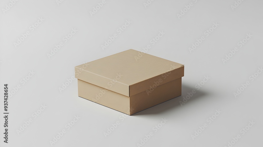 Poster minimalist and clean mockup of a customizable product packaging box displayed on a plain background 