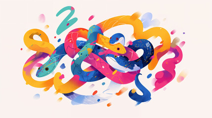 カラフルな模様の蛇たち