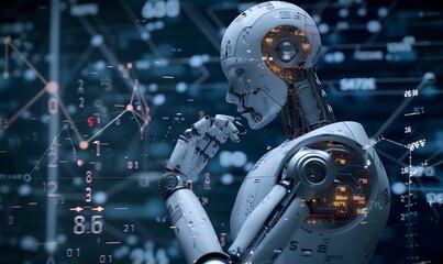 Fototapeta premium Thinking robot. 