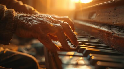 Intimate Setting: Dim room, old man at the piano, fingers moving with grace. Eyes closed, the soft music envelops the room as he becomes one with the melody.
