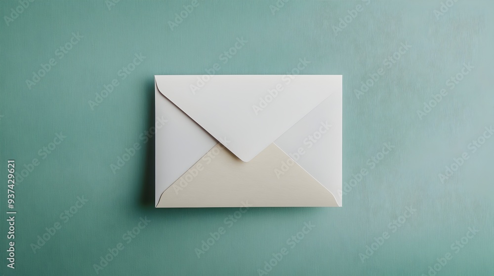 Poster minimalist invitation card with envelope placed on a clean and simple background with ample space fo