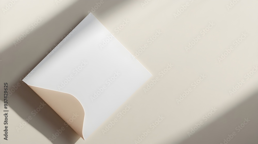 Poster a photograph of a minimalist invitation card with an envelope laid on a clean bright background with