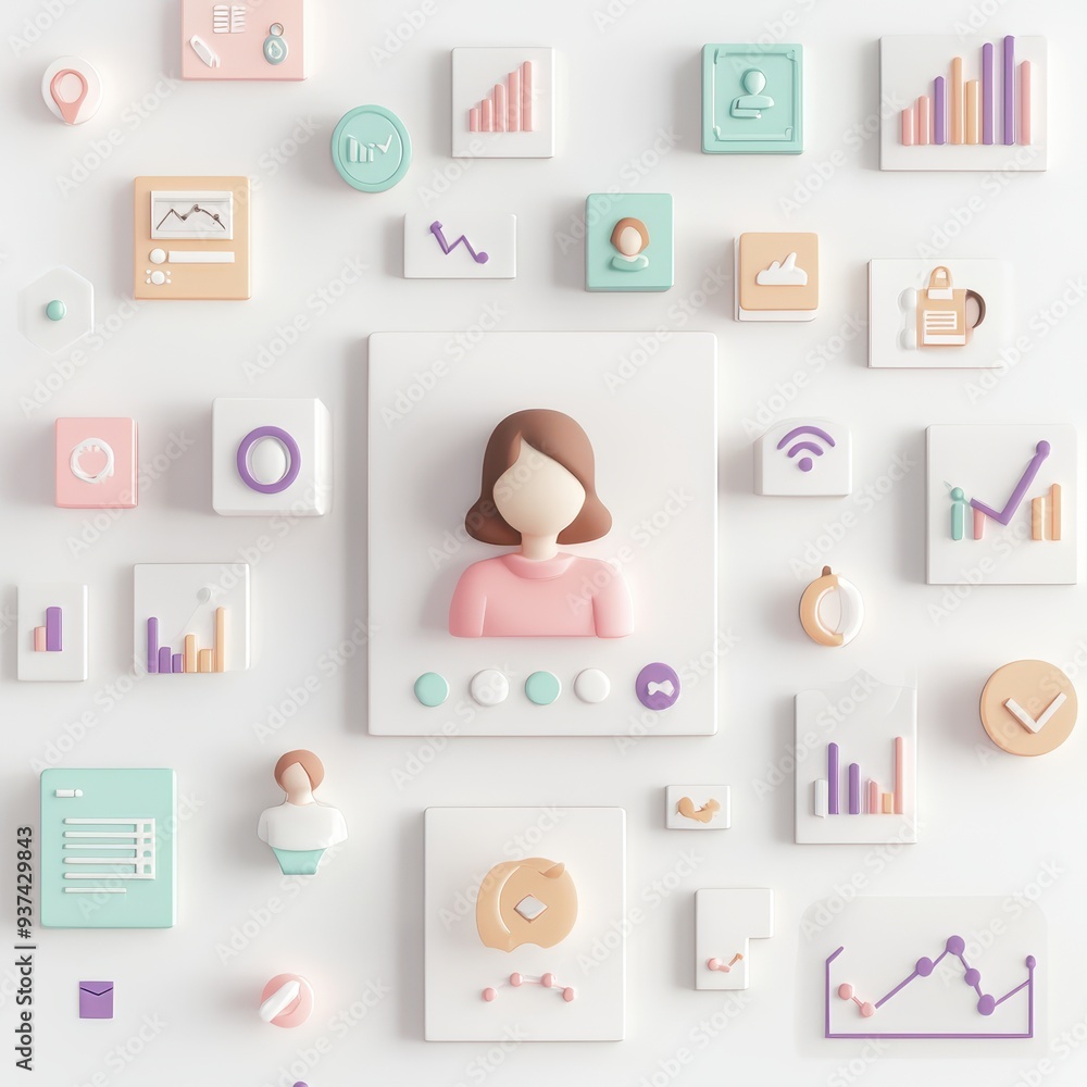 Poster d icons business user interface design concept