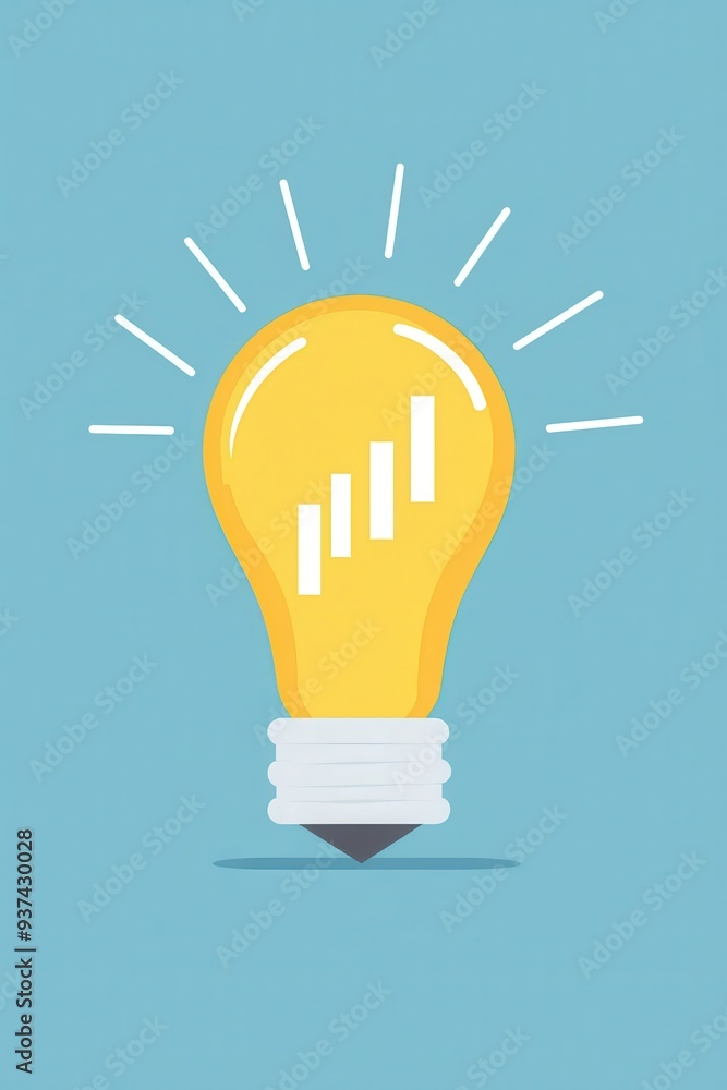 Poster lightbulb with graph idea for business success
