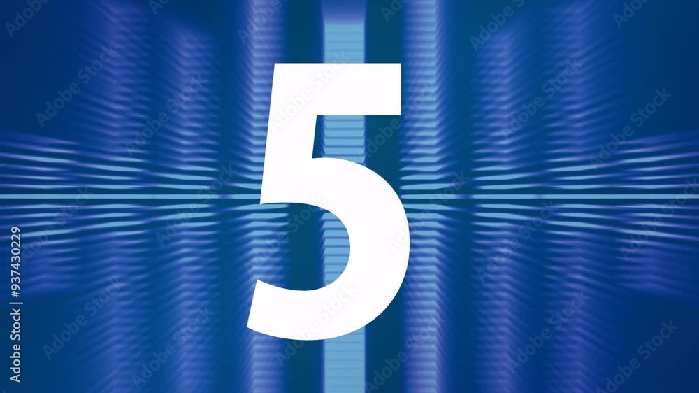 Poster numbers animation over blue abstract background with light patterns