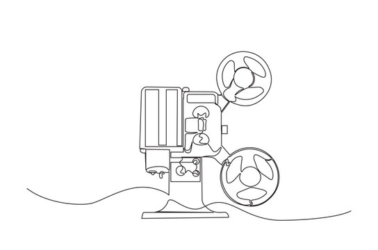 black and white film projector line art clip art preview