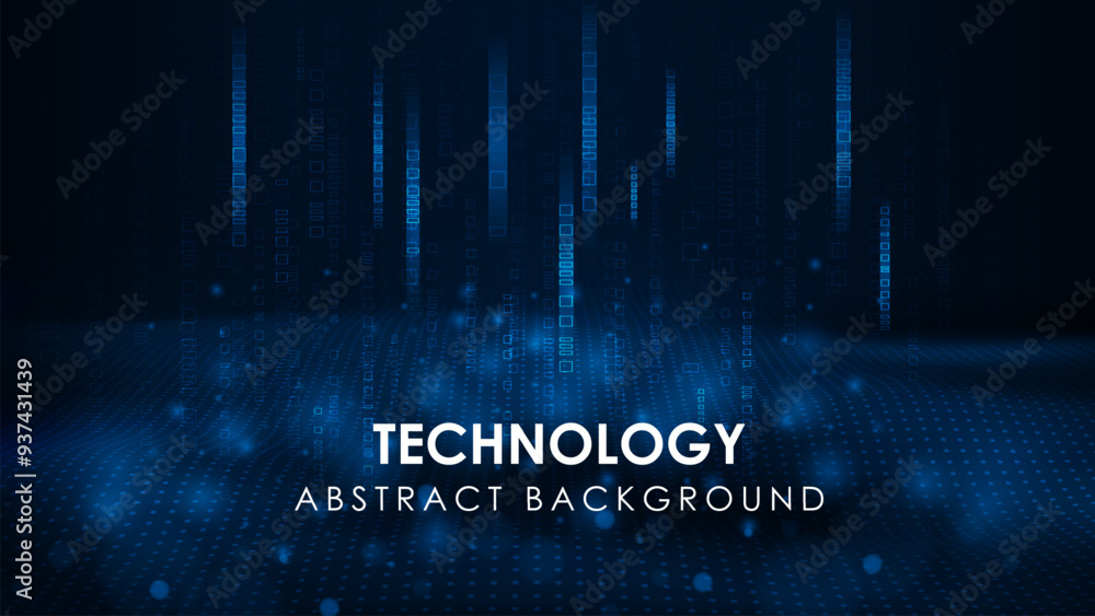 Poster futuristic big data network online strage concept. wave dots abstract digital technology background.