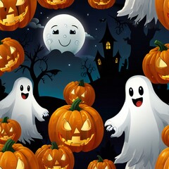 halloween pumpkins and bats