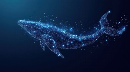 Fototapeta premium Geometric whale figure for technology concept with network pattern